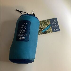 Hidden Wild Double Travel Hammock with Carry Bag Blue New 400lb Capacity